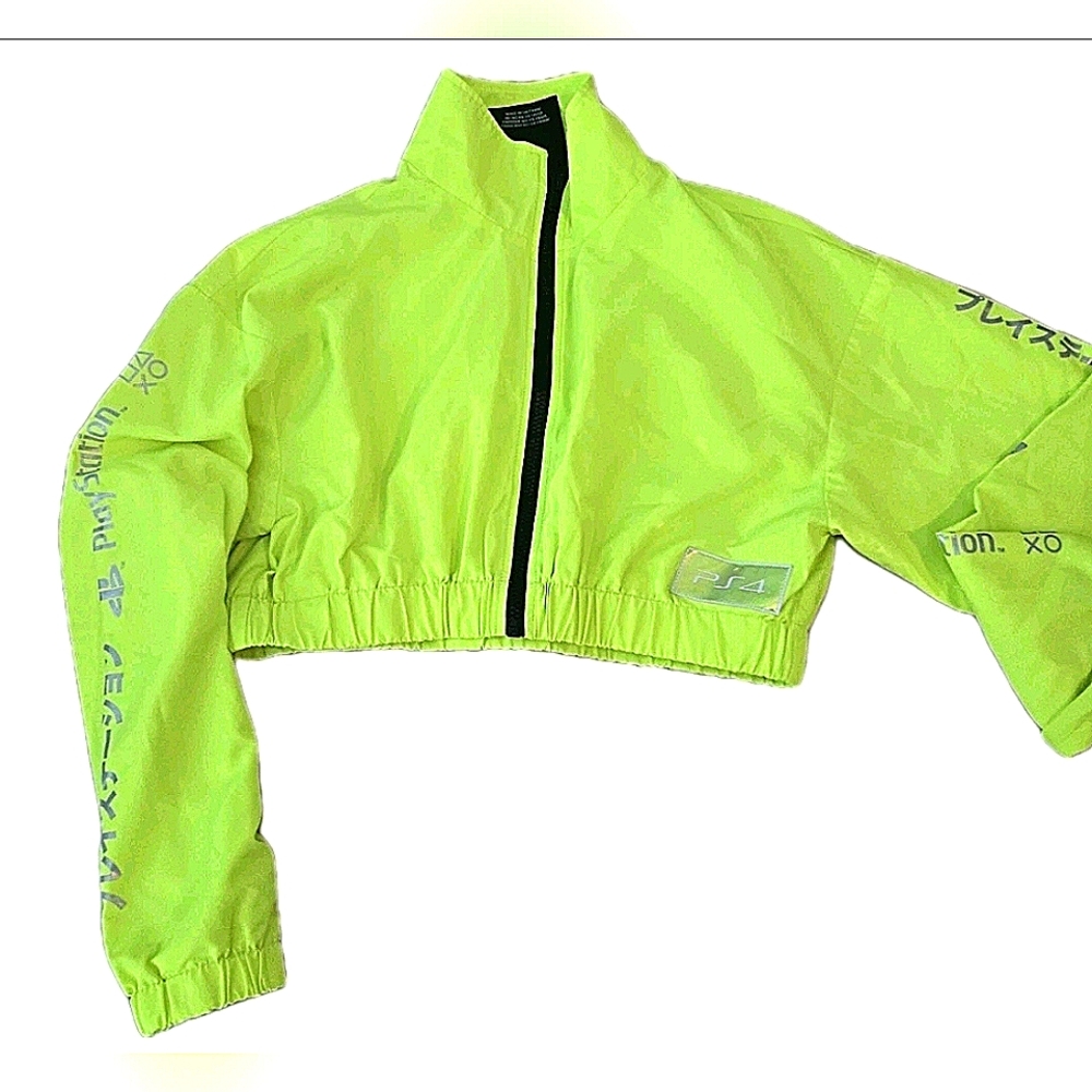 Forever 21 Play Sraion 4 Neon Green Cropped Jacket Size S